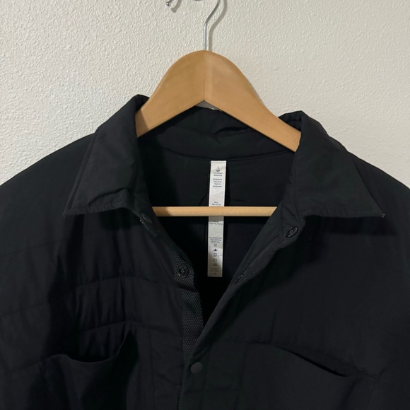 Lululemon Quilted Overshirt Shacket Black Shirt Jacket Snap Chest Pocket-Large - Picture 3 of 11